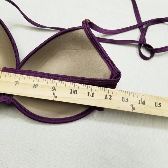 Victoria’s Secret bikini top 34D purple twist look halter tie neck hook back EUC - Picture 2 of 6